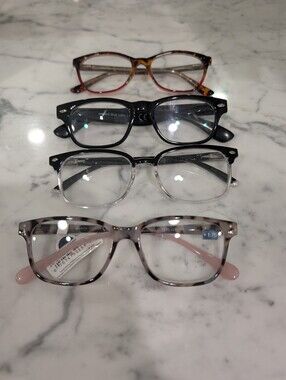 Curated Lot of 4 Fashion Glasses / Readers Frames – Tortoise, Black, & Cat-Eye